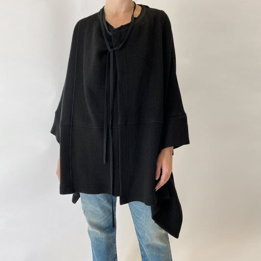 Yohji Yamamoto Manteau cardigan en tricot drapé noir, taille « 2 »