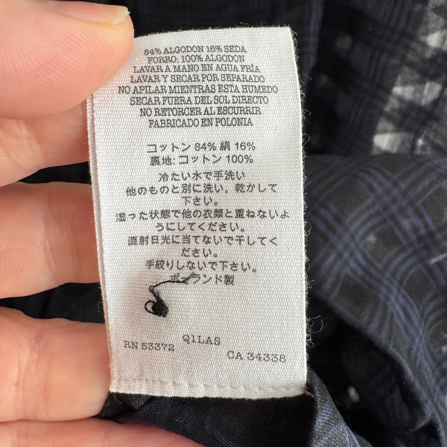 You Must Create "Cruz" Big Pleat Gingham Dress in Navy, size Large