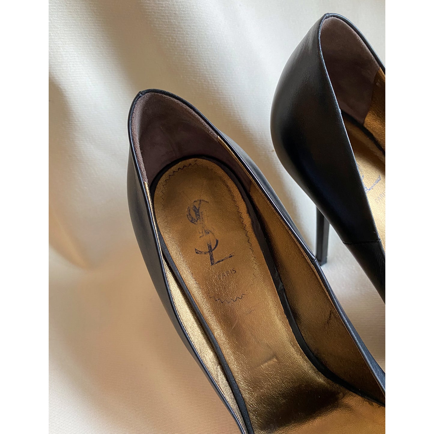 YSL black pumps with gold cap toe, size 41