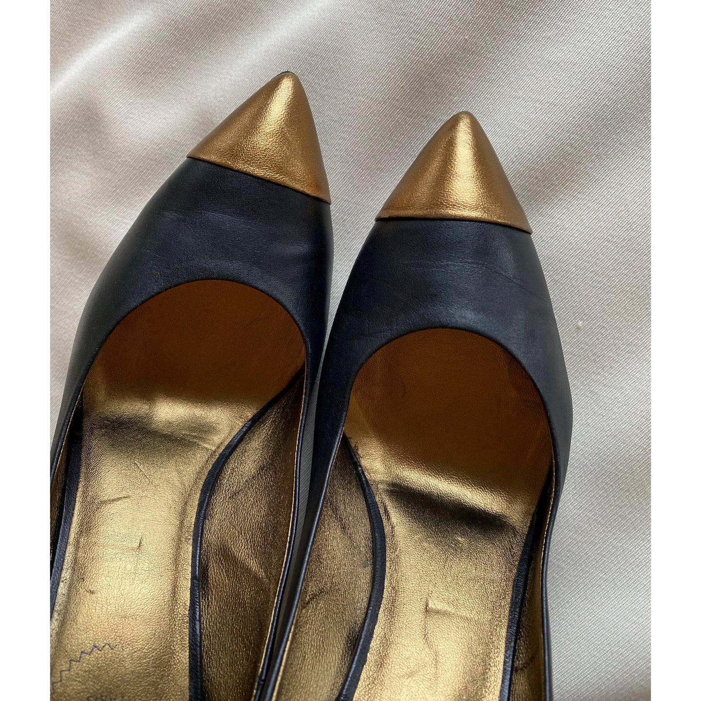 YSL black pumps with gold cap toe, size 41