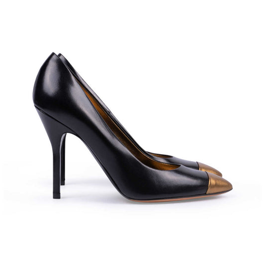 YSL black pumps with gold cap toe, size 41