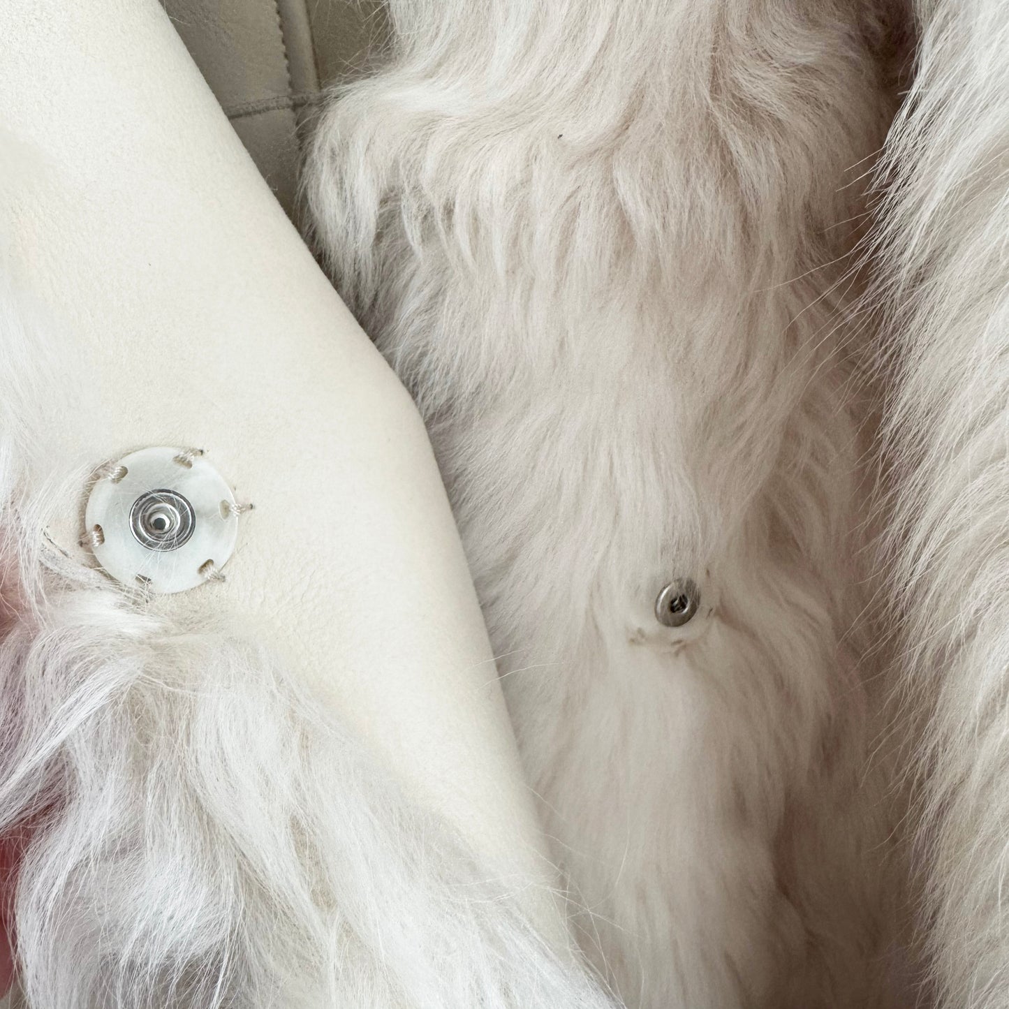 Yves Salomon Ivory Lamb Fur Coat w Belt, size 38 (fits 4/6)