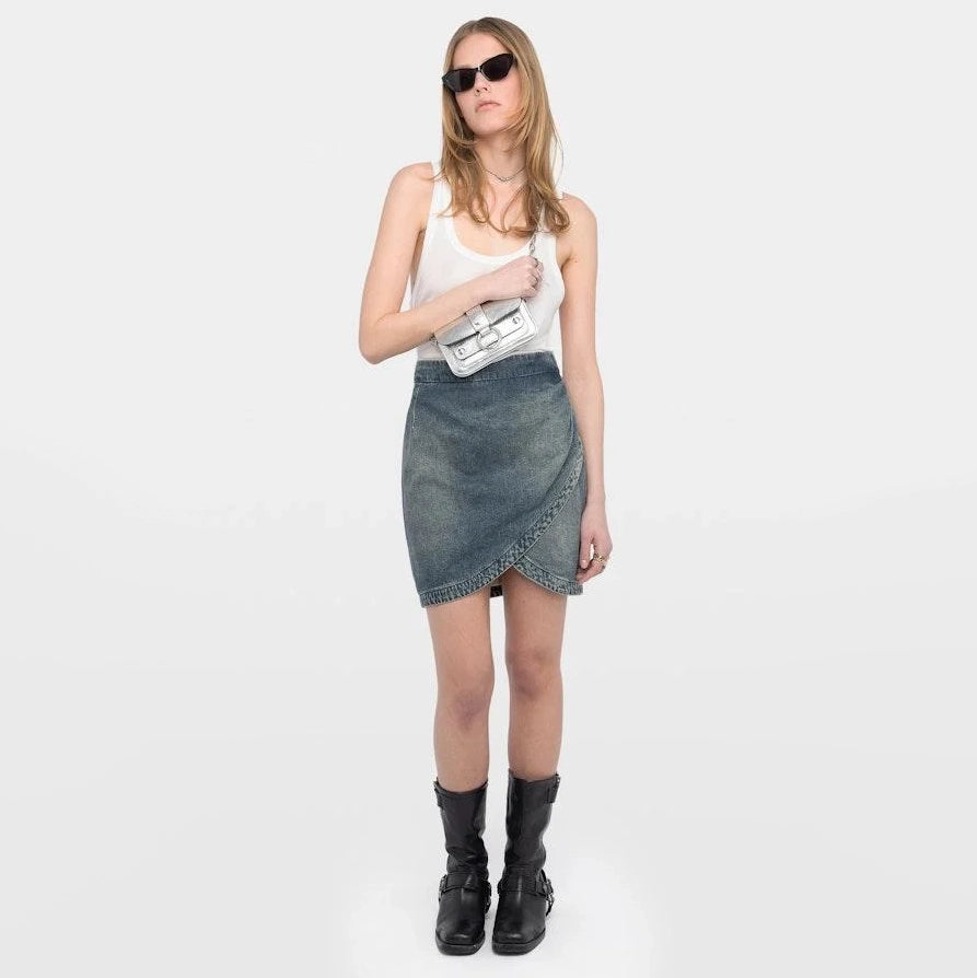 Zadig & Voltaire "Julipe" Wrap Front Denim Skirt, size 38 (fits size 4)