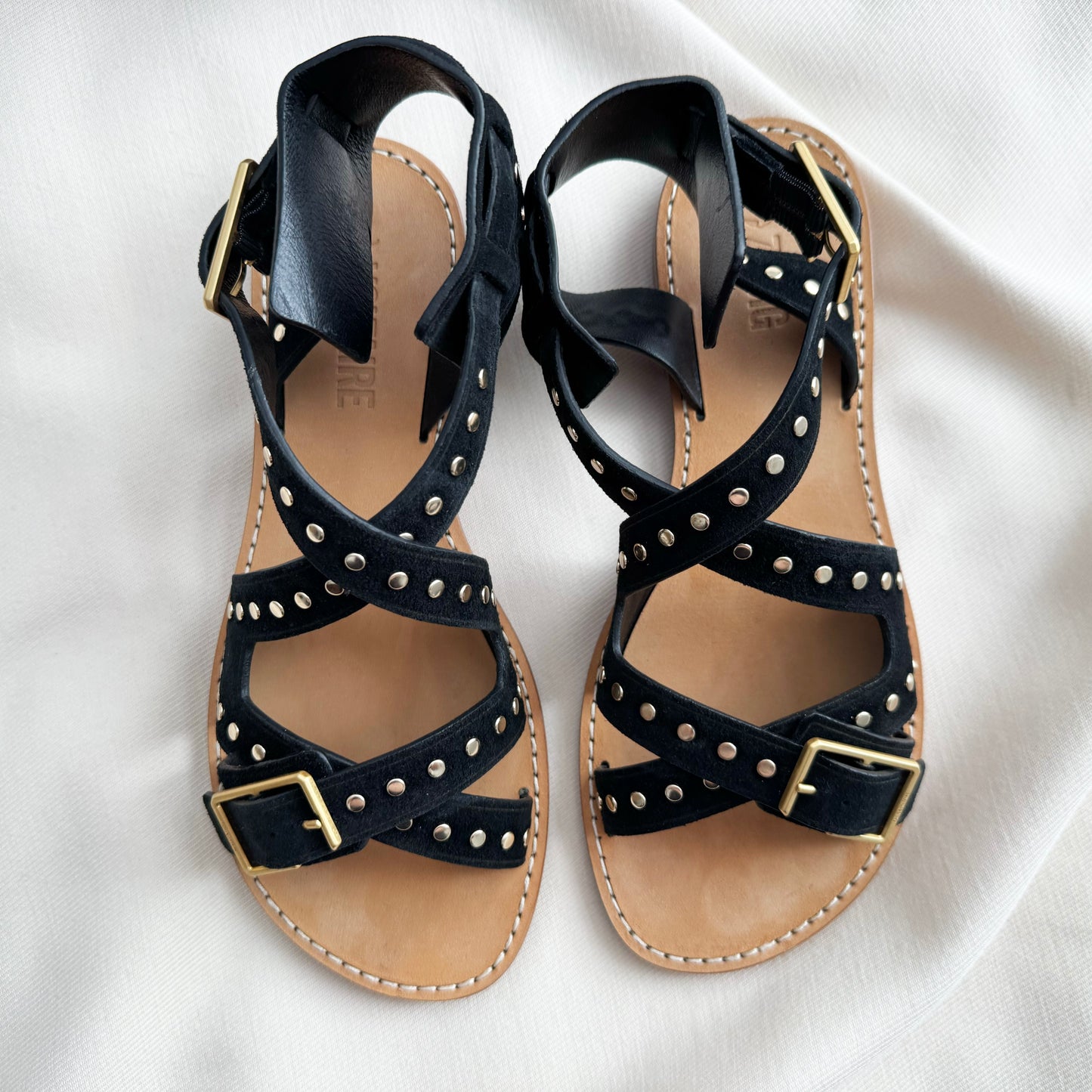 Zadig & Voltaire "Cecilia" Studded Flat Sandals, size 37