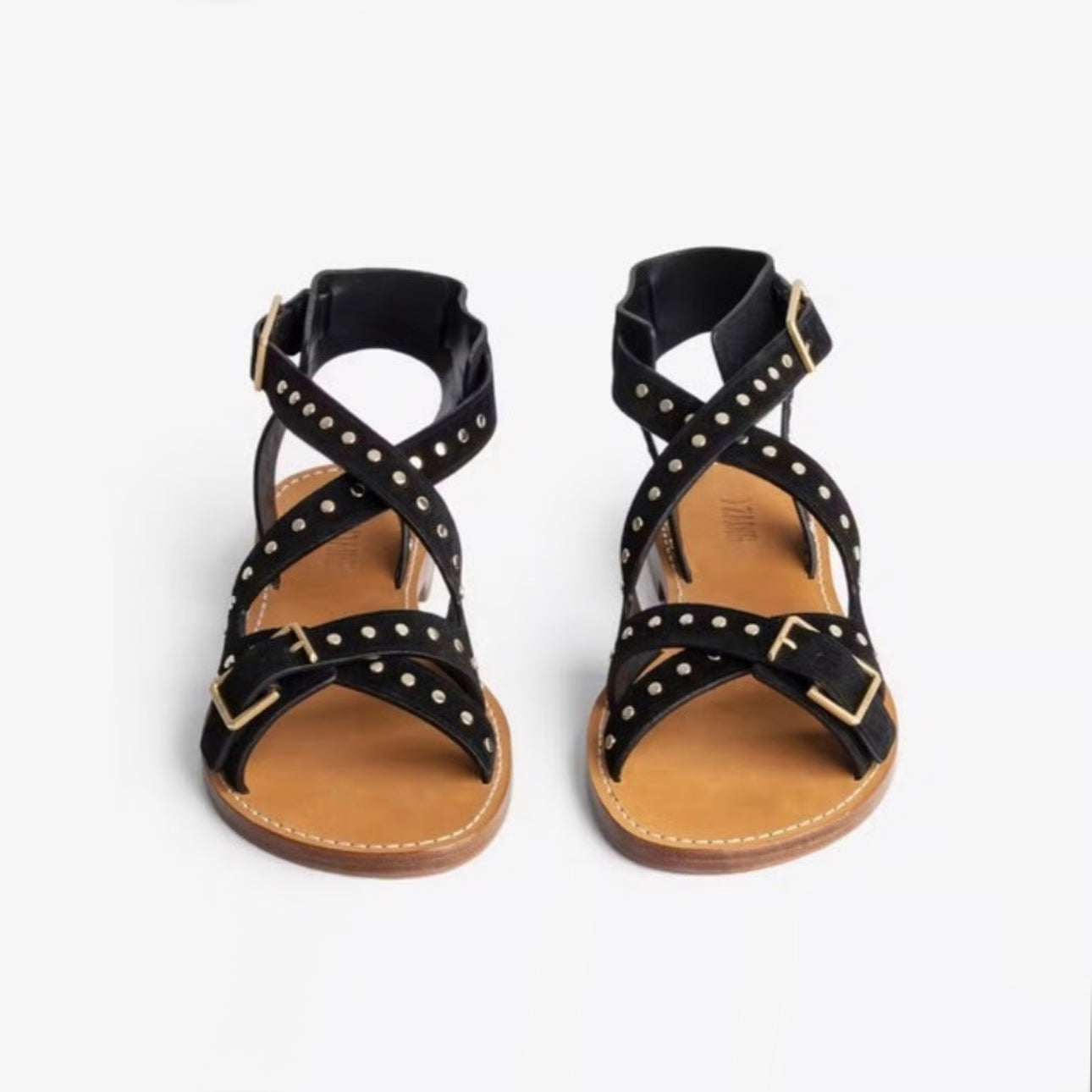 Zadig & Voltaire "Cecilia" Studded Flat Sandals, size 37