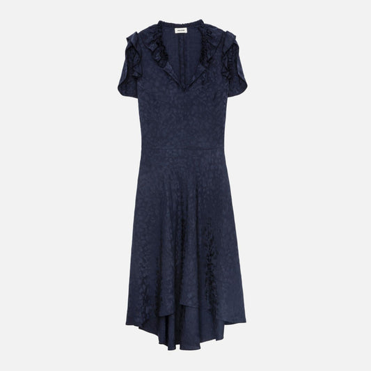 Zadig & Voltaire "Roberty" Silk Dress in Navy, size Medium (fits size Small)
