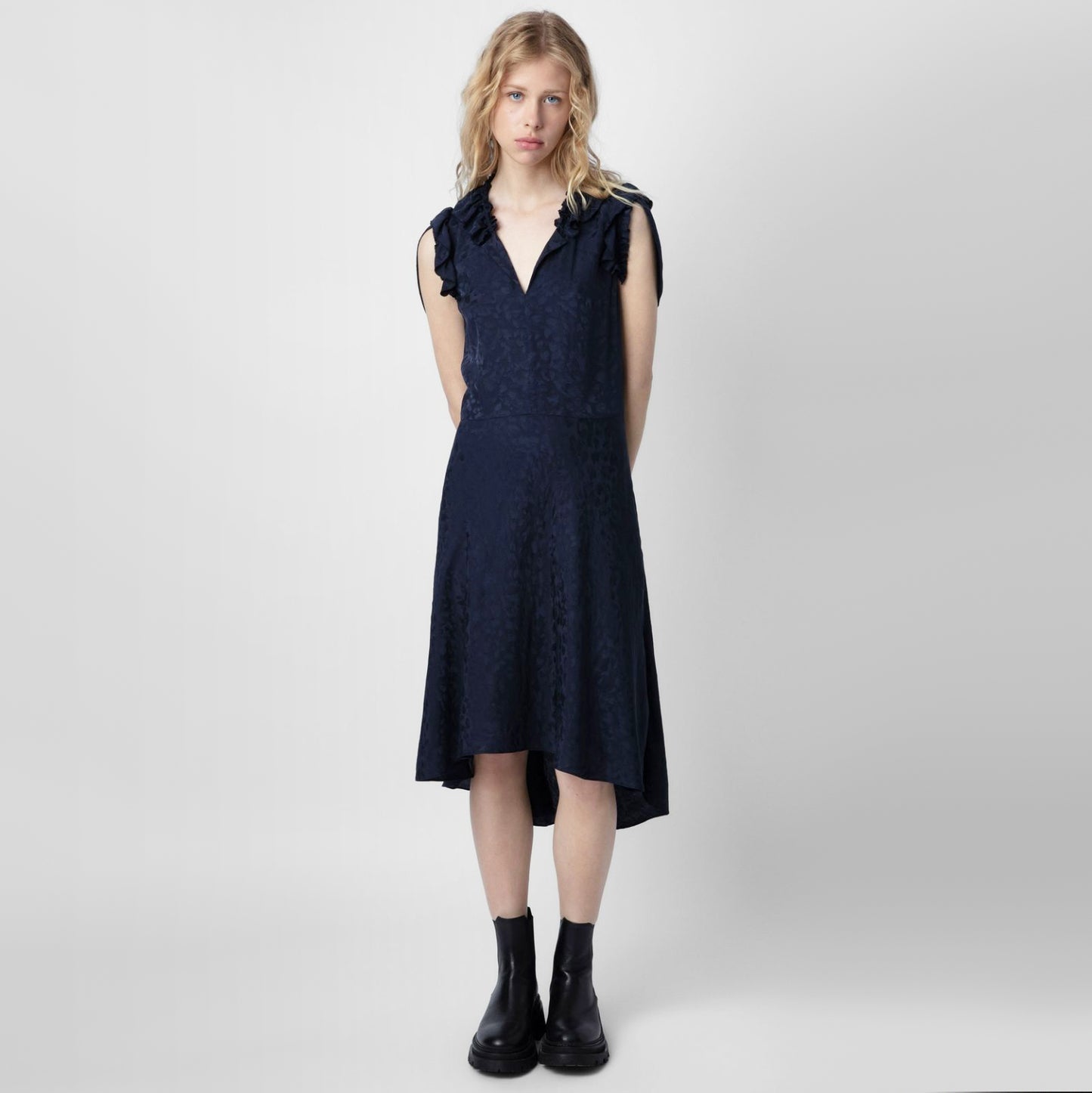 Zadig & Voltaire "Roberty" Silk Dress in Navy, size Medium (fits size Small)