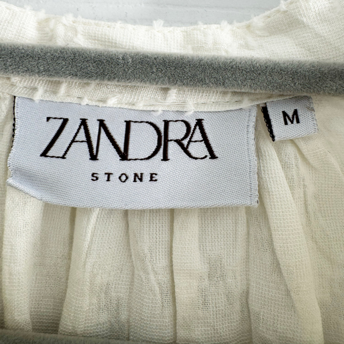 Zandra Stone "Bari" Button Side Cotton Dress in Ivory, size Medium