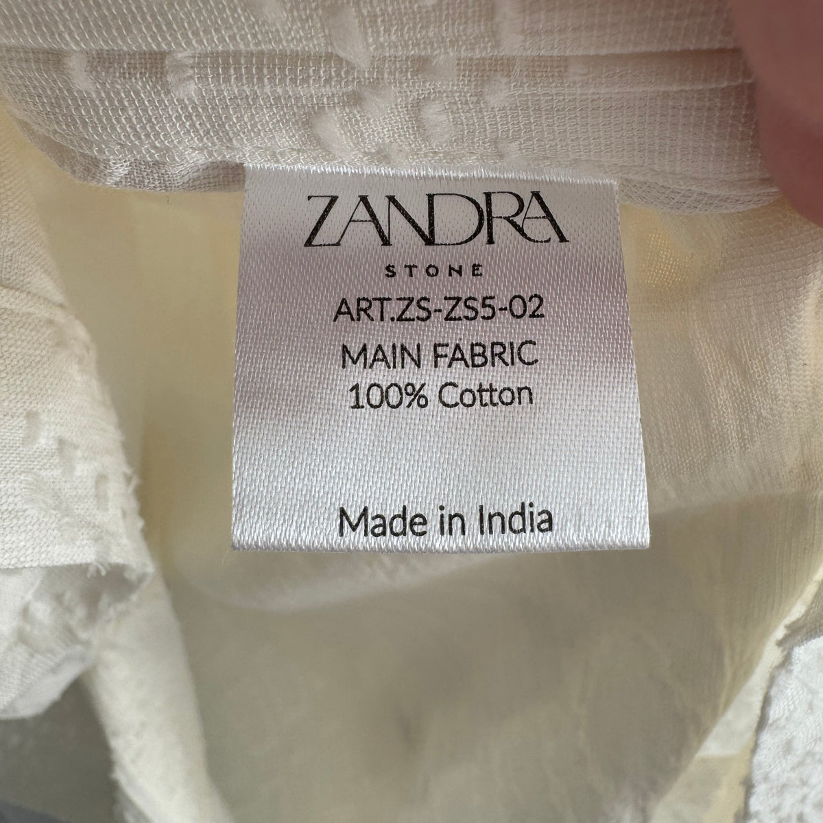 Zandra Stone "Bari" Button Side Cotton Dress in Ivory, size Medium