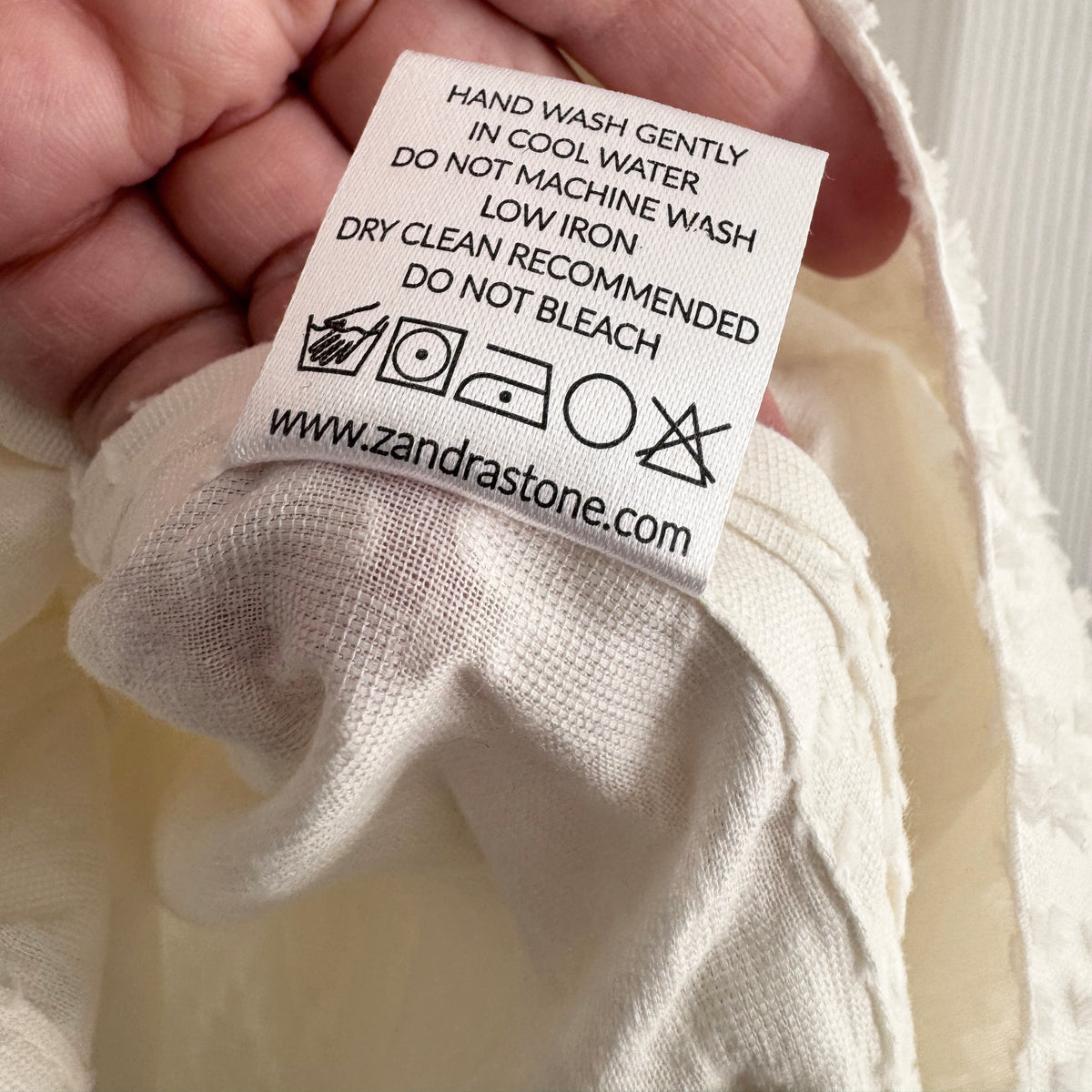 Zandra Stone "Bari" Button Side Cotton Dress in Ivory, size Medium