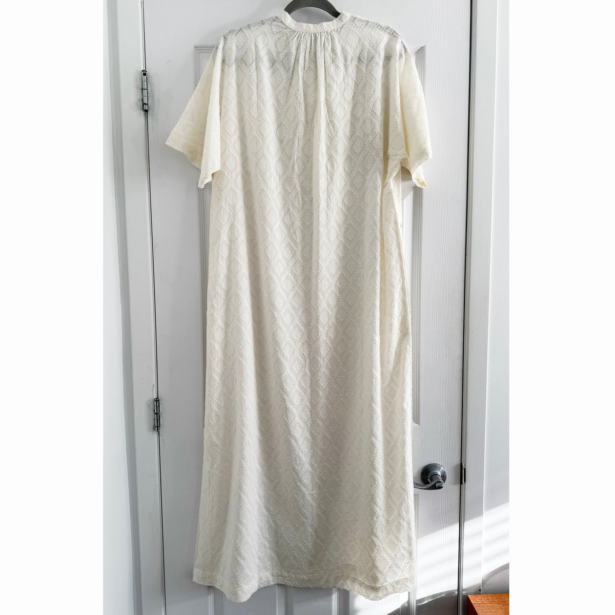 Zandra Stone "Bari" Button Side Cotton Dress in Ivory, size Medium