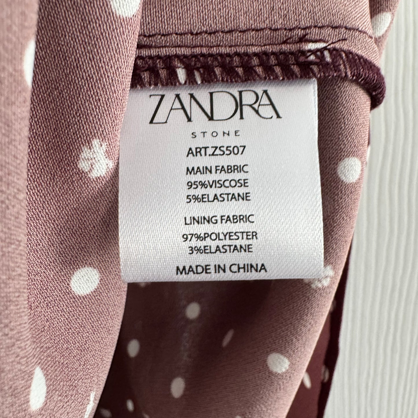 Zandra "Scarlett" Polka Dot Top in Burgundy, size Medium