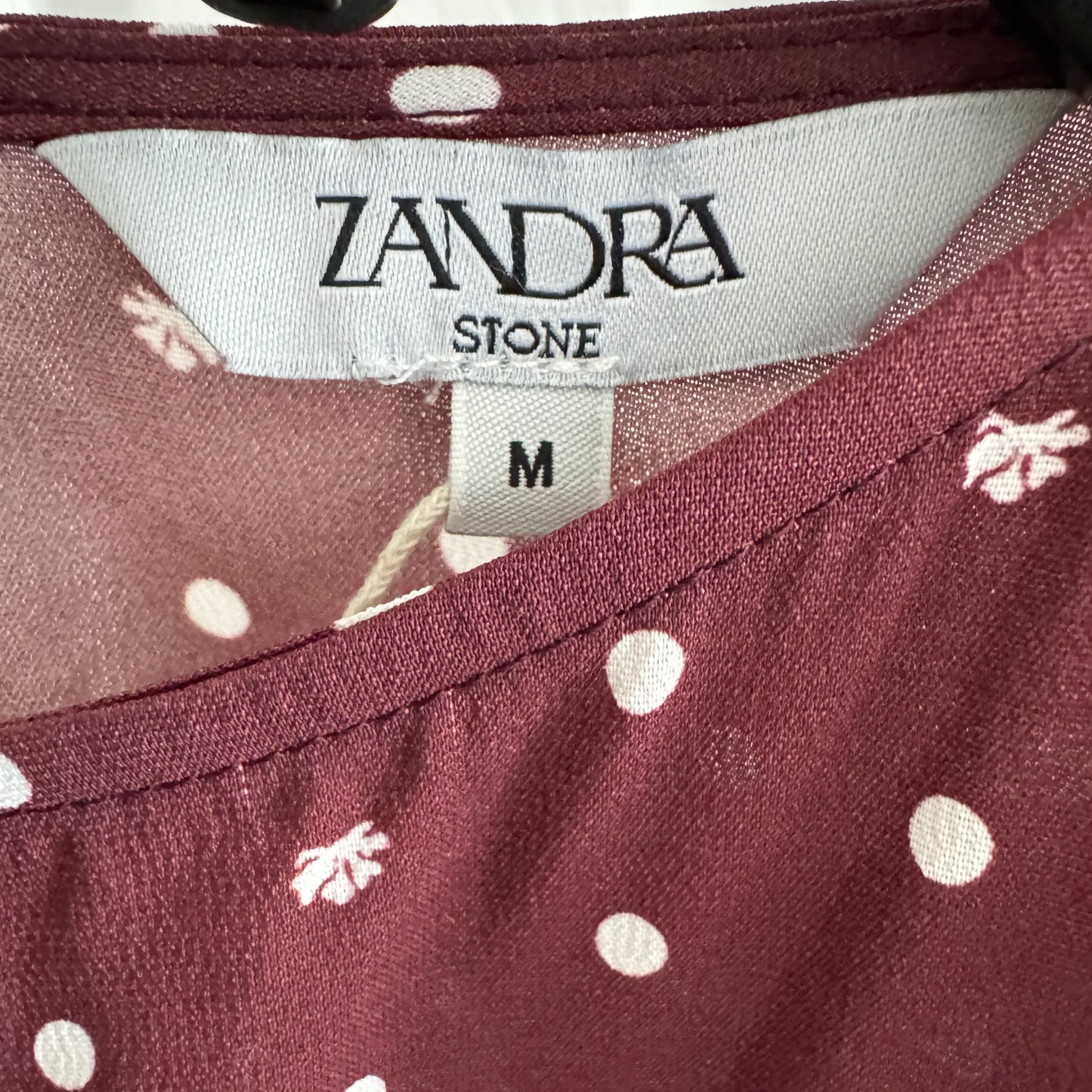 Zandra "Scarlett" Polka Dot Top in Burgundy, size Medium