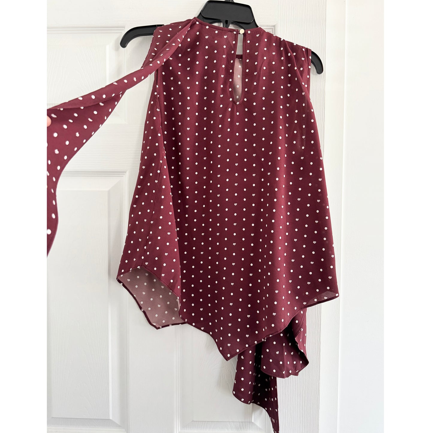 Zandra "Scarlett" Polka Dot Top in Burgundy, size Medium