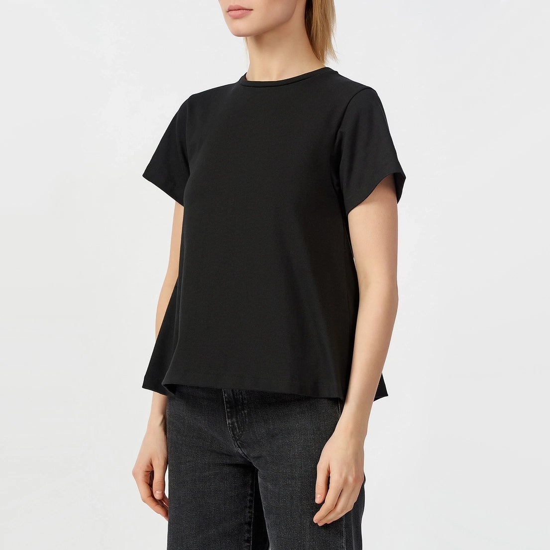 Toteme "Pemba" Flared Baby Tee in Black, size Medium