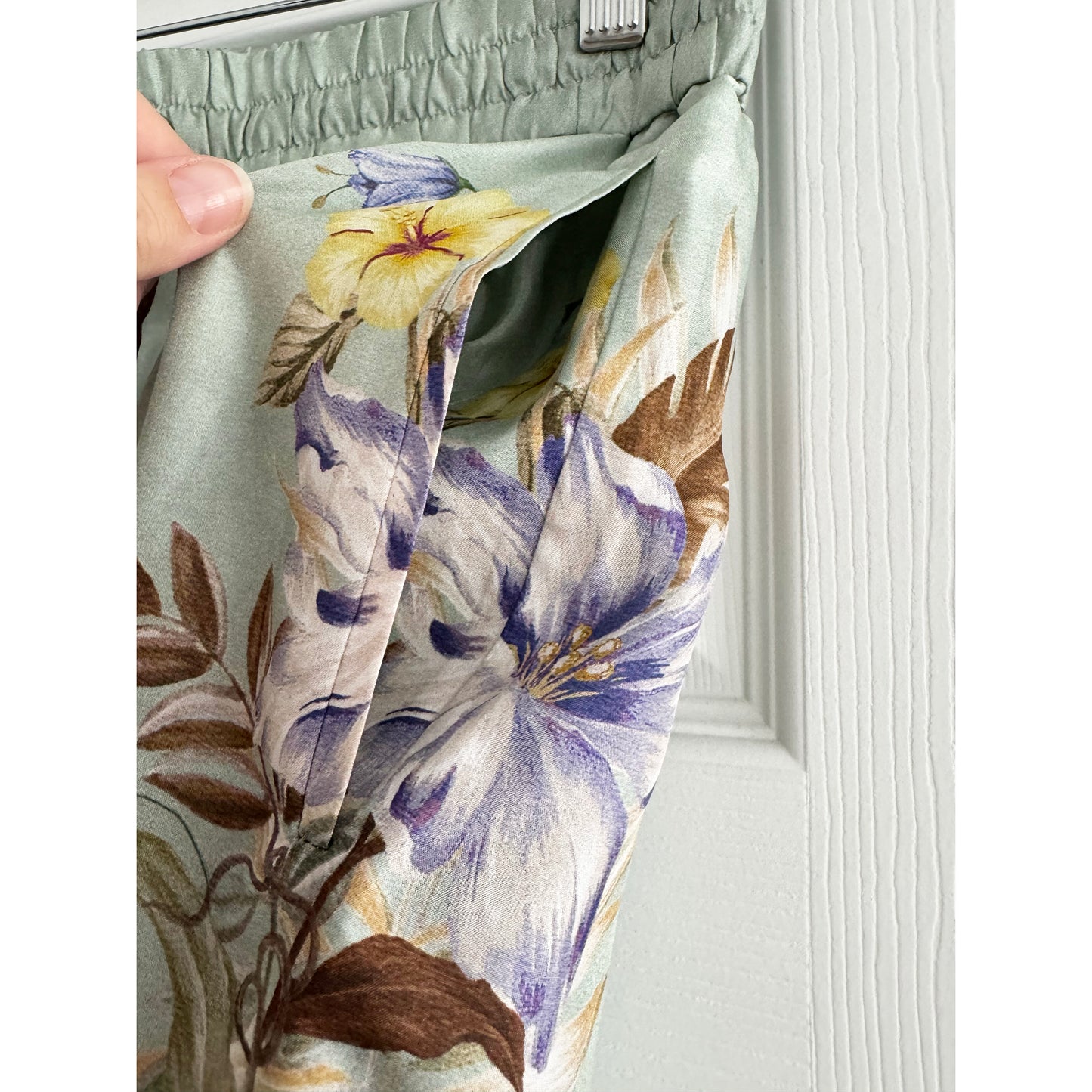 Zimmermann "Coco" Printed Silk Wide Leg Pants, size 1 (size small)