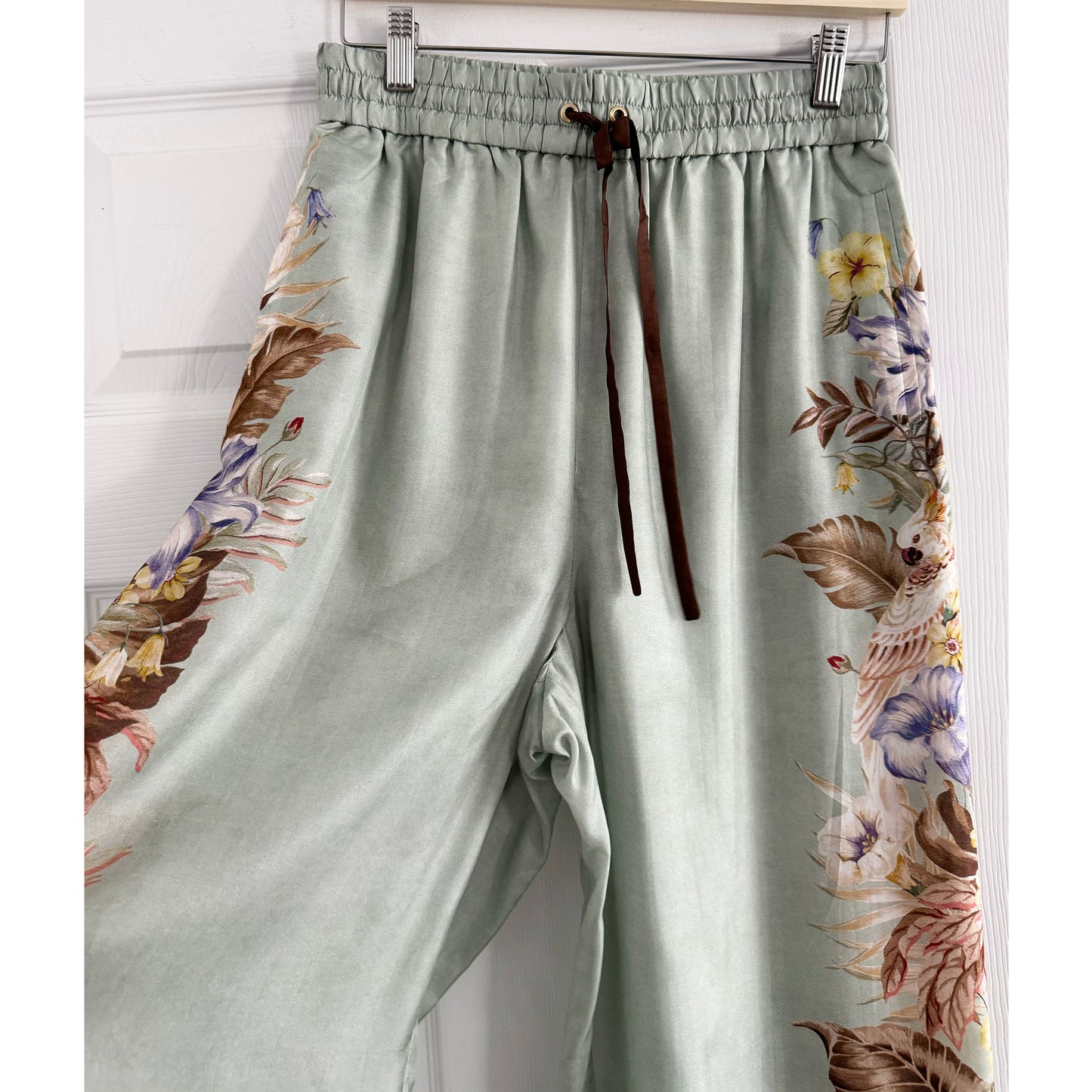 Zimmermann "Coco" Printed Silk Wide Leg Pants, size 1 (size small)