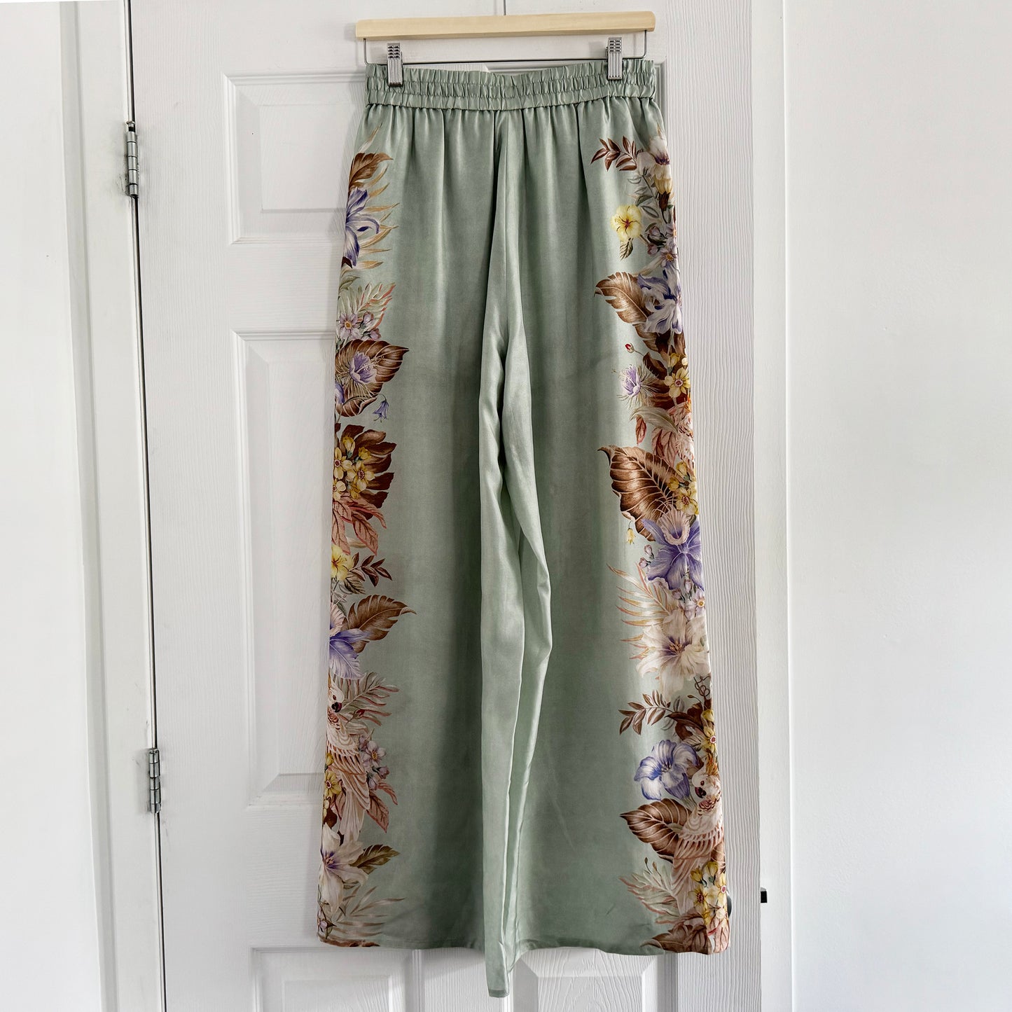 Zimmermann "Coco" Printed Silk Wide Leg Pants, size 1 (size small)