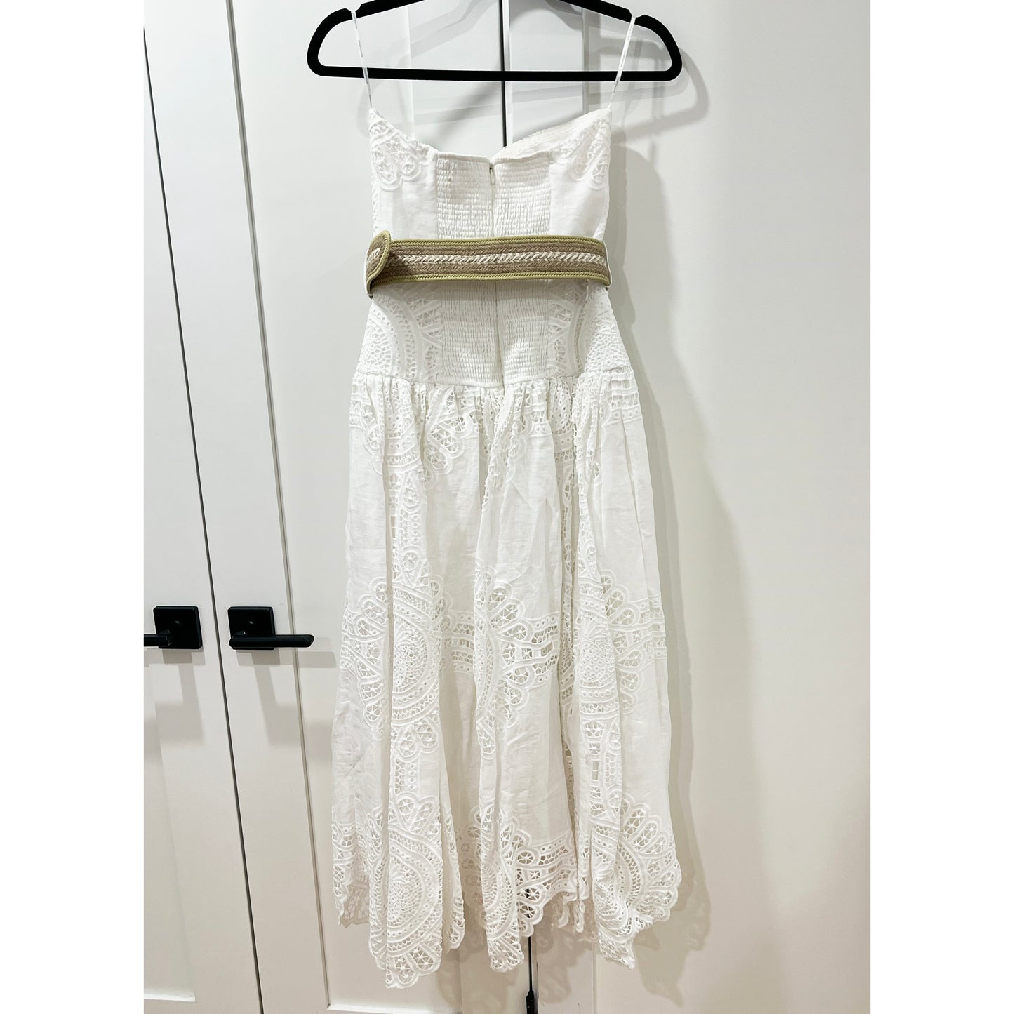 Zimmermann Strapless Midi Dress in Ivory, size "1" (fits US size 6)