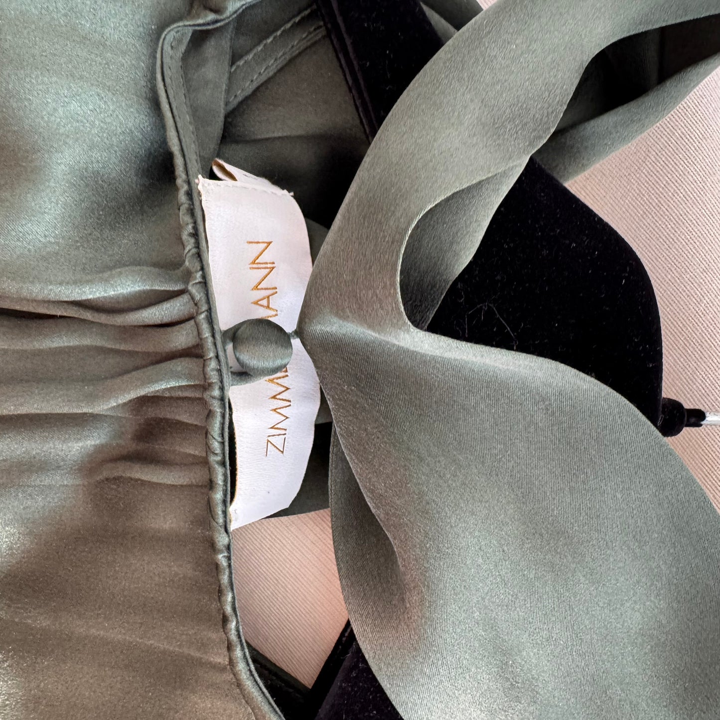 Zimmermann "Espionage" Tiered Satin Dress in Green, size "1"