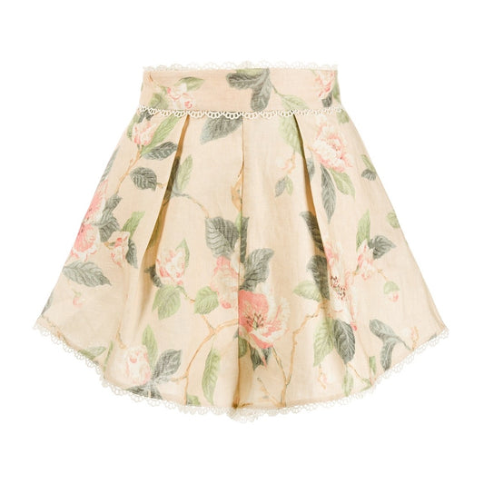 Zimmermann Linen Floral Print « Kirra » Trim Shorts, taille 1 (alias Taille XS/S)