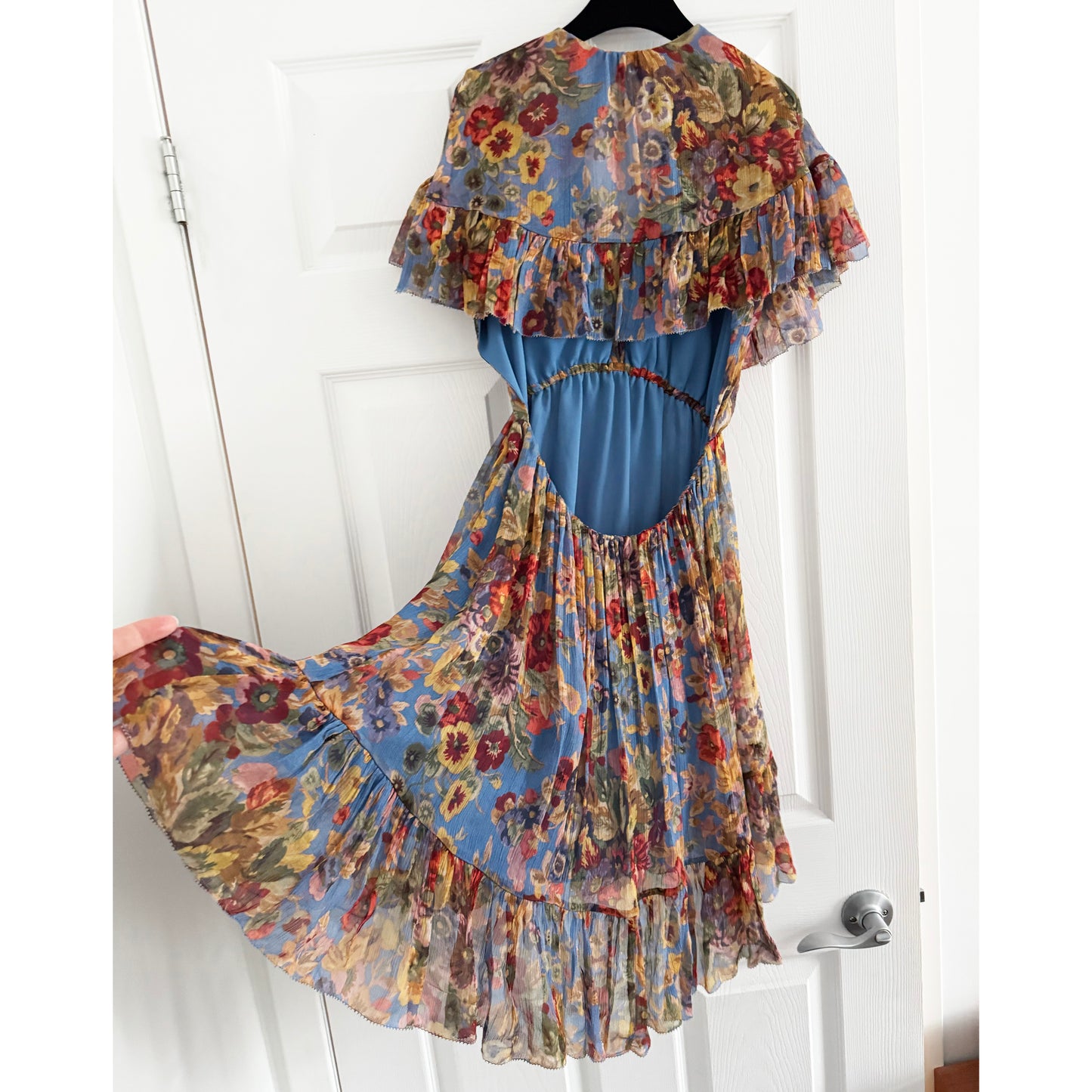 Zimmermann "Lovelorn Frill" Floral Silk Cape Dress, size 0 (XS)