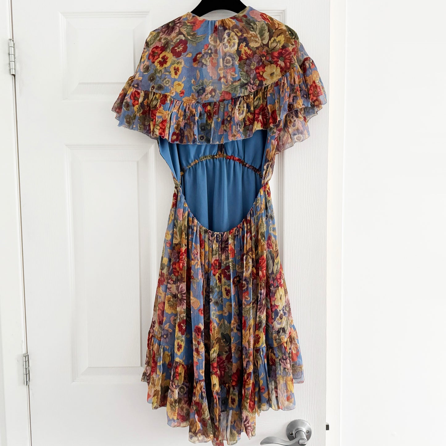 Zimmermann "Lovelorn Frill" Floral Silk Cape Dress, size 0 (XS)