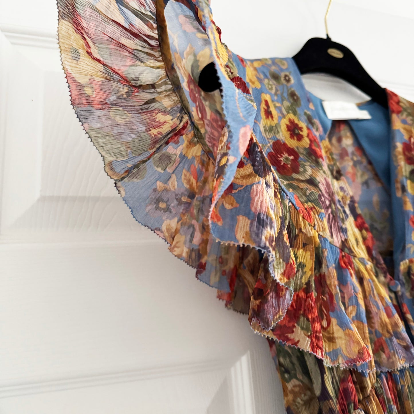 Zimmermann "Lovelorn Frill" Floral Silk Cape Dress, size 0 (XS)