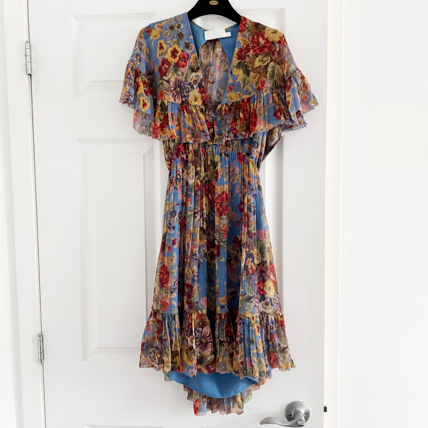Zimmermann "Lovelorn Frill" Floral Silk Cape Dress, size 0 (XS)