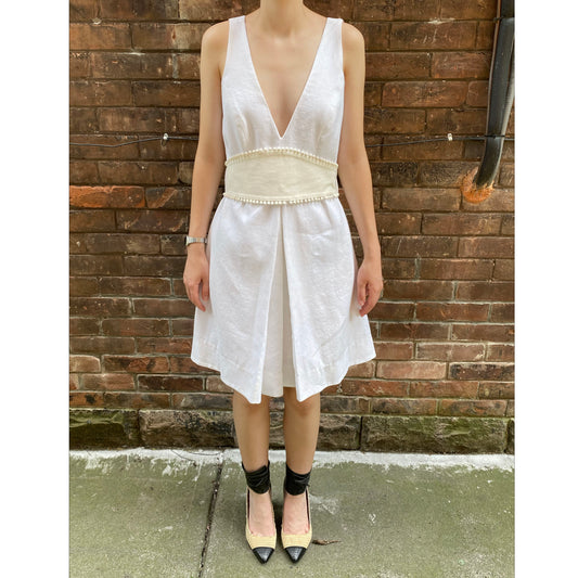 Zimmermann "Painted Hearts" Linen V-Neck Mini Dress, size "0" (XS)
