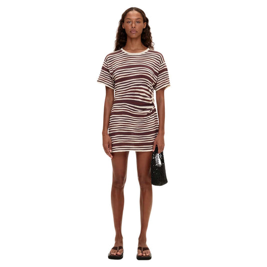 Zulu & Zephyr T-Shirt Knit Dress in Chocolate Stripe, size 6 (fits like size Small)