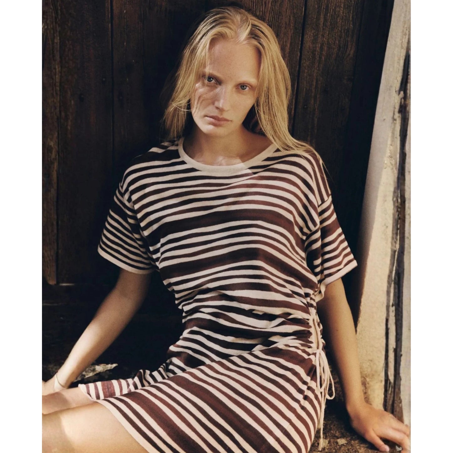 Zulu & Zephyr T-Shirt Knit Dress in Chocolate Stripe, size 6 (fits like size Small)